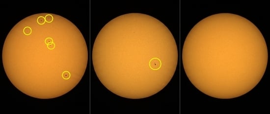 Sun with sunspots circled